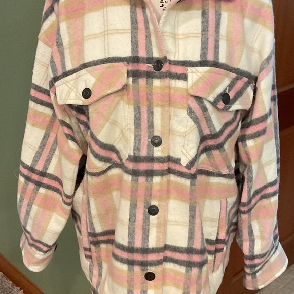 Zara Pink and Cream Plaid Jacket, Size M - Picture 5 of 5